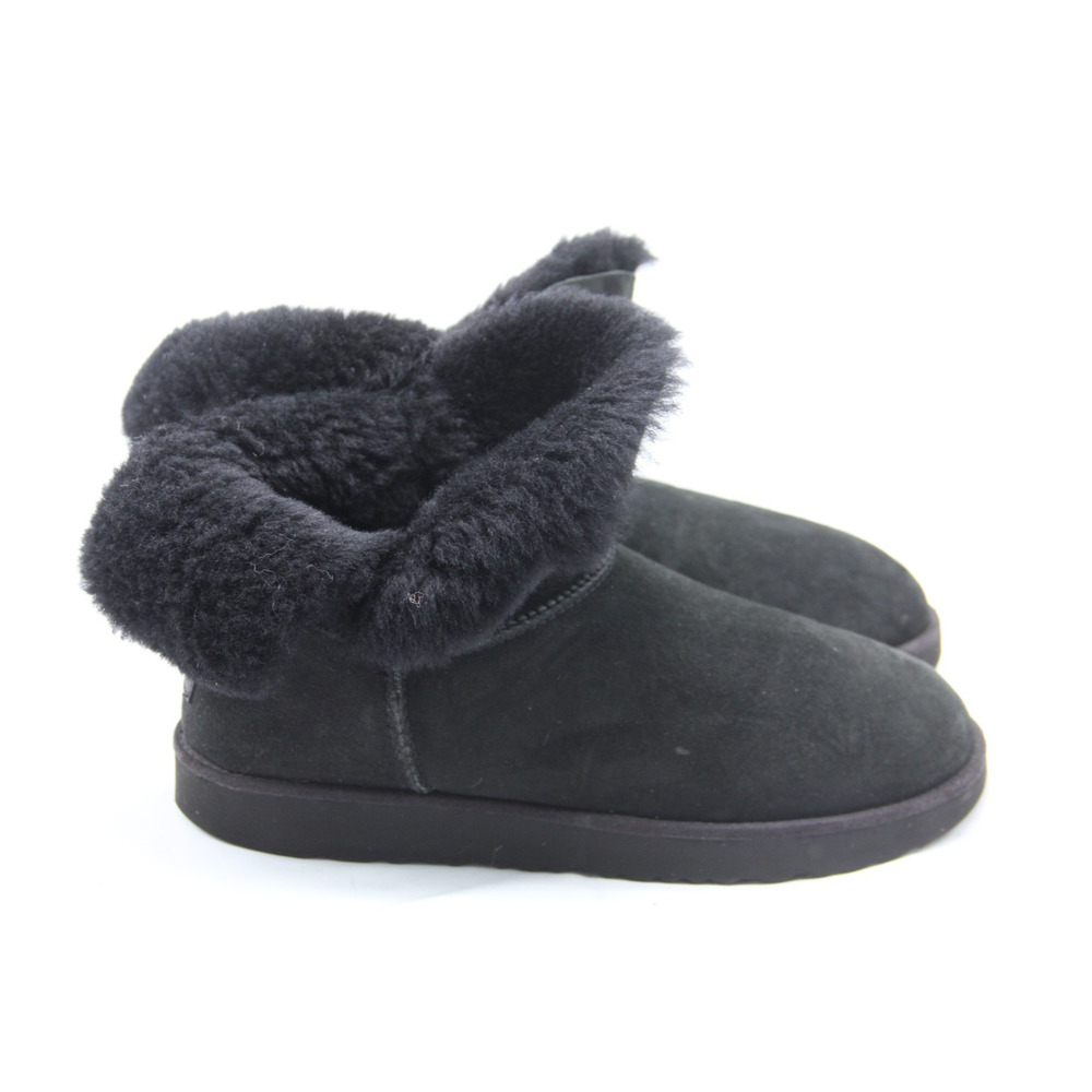 UGG Australia CLASSIC MINI SHEEPSKIN CUFF Boots Womens Size 12 Black 1016417